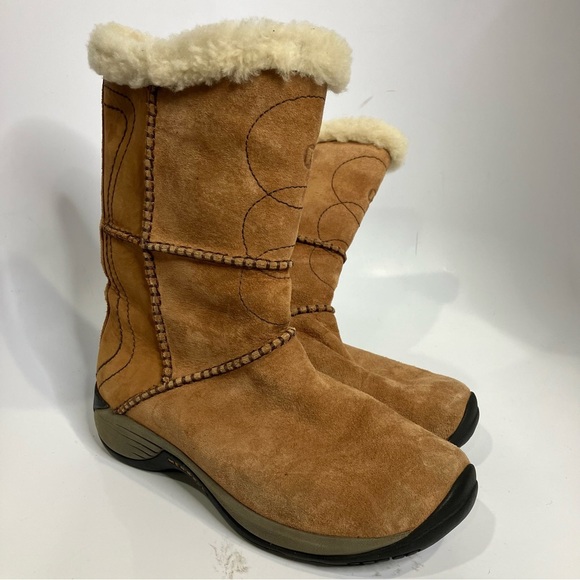 Merrell Encore peak caramel suede boots fur lined women’s size 7.5 - Picture 3 of 9